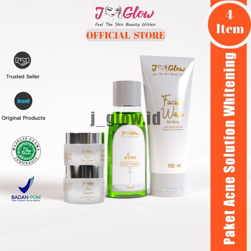 Jual Jglow Skincare Paket Acne Solution Whitening Cream Skin glowing