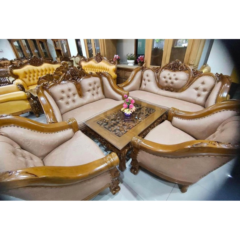 Jual Kursi Meja Tamu Sofa Ukiran Kayu Jati Gradea Sultan Shopee Indonesia