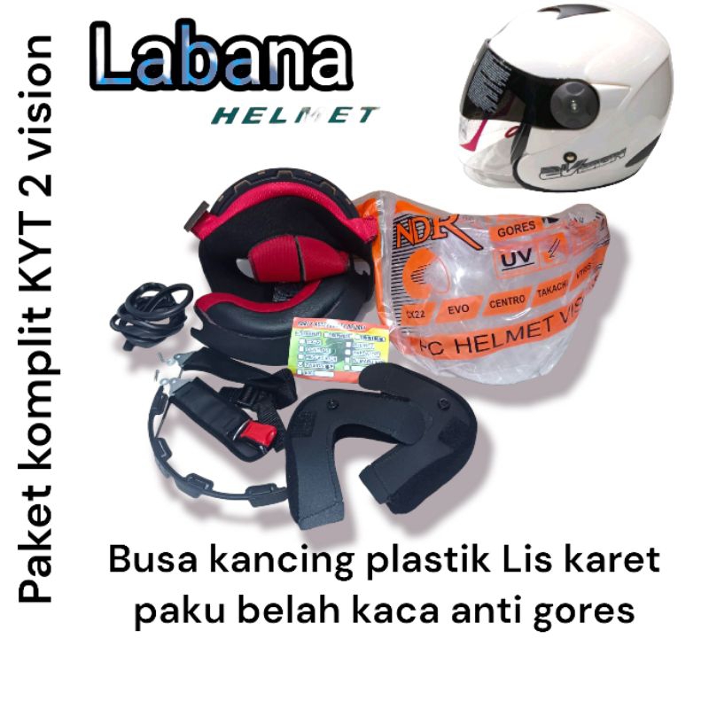 Jual Paket Busa Helm Kyt Vision Sama Kaca Bonus Karet Lis Tali Gesper