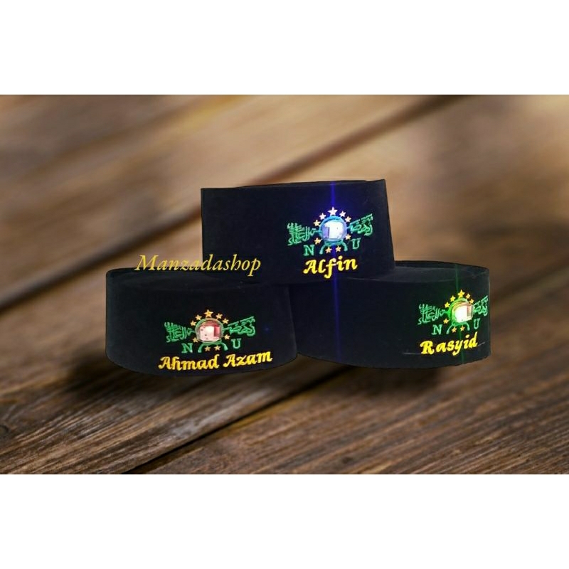 Jual Peci Anak Songkok NU Buludru Pakai nama+Lampu Led Sentuh Kopyah ...
