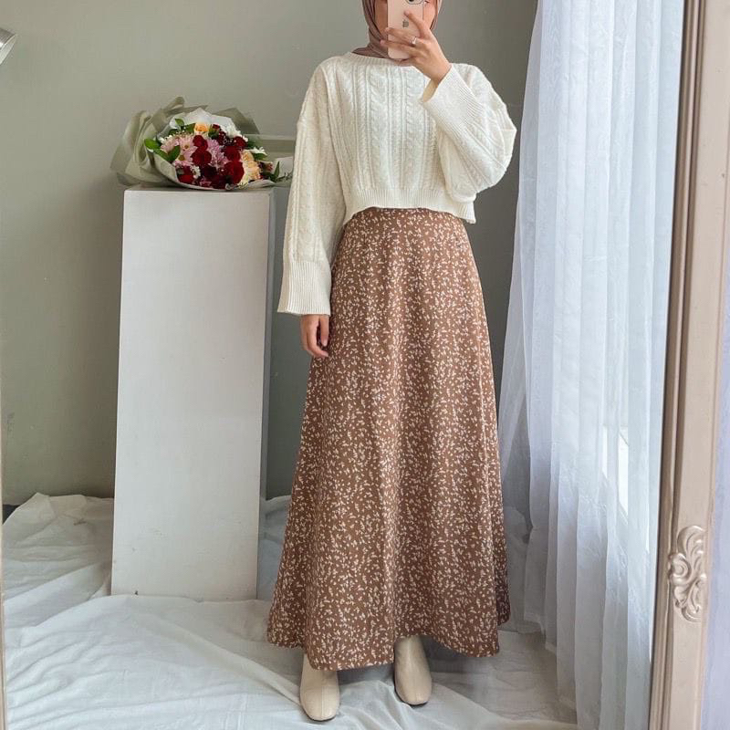 Jual AII ROK MOTIF BUNGA FLORAL SKIRT | ROK GAMAR A LINE SKIRT | Shopee ...