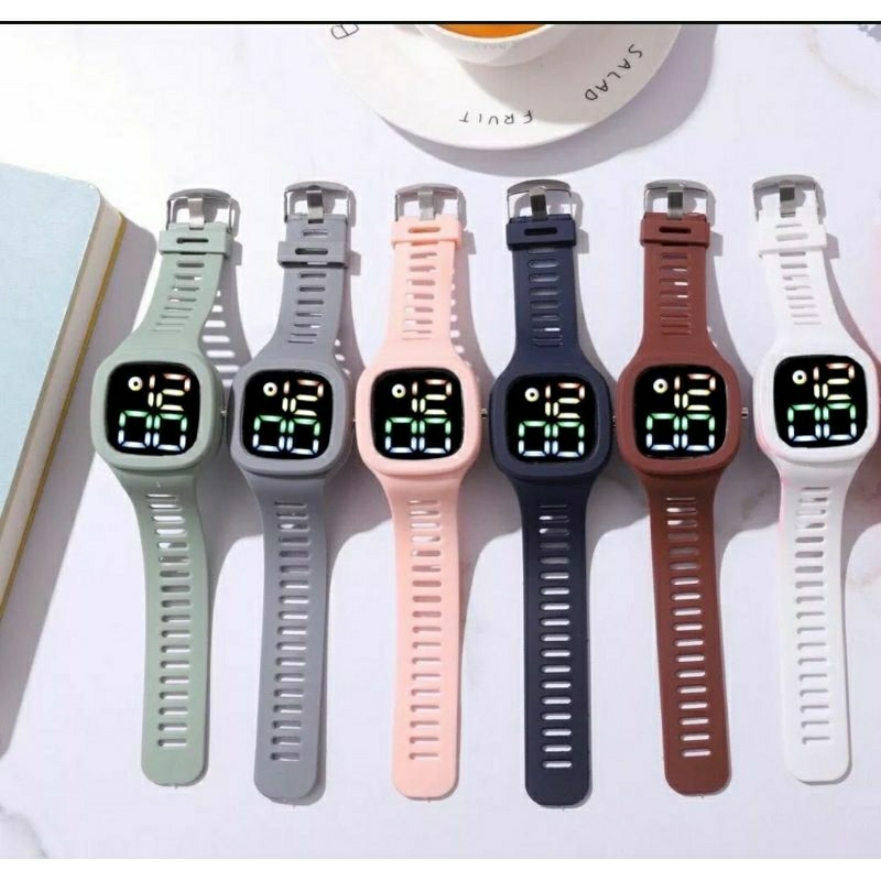 Jual Jam Tangan Digital LED BESAR Kotak Strap Karet | Shopee Indonesia