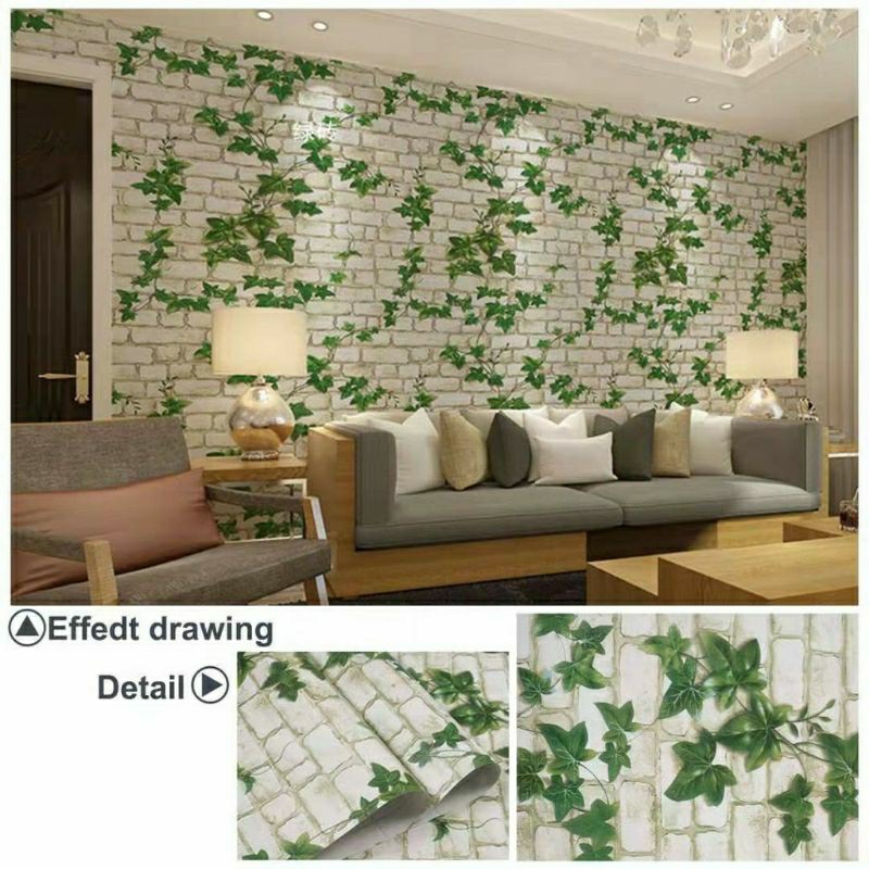 Jual Wallpaper Dinding Motif Batu Bata Daun Ukuran 10 M X 45cm Shopee