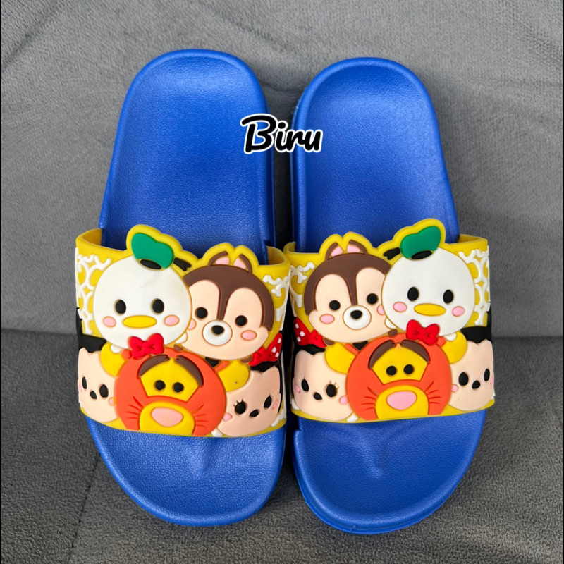 SANDAL SLOP ANAK IMPORT JELLY KARET MOTIF DISNEY TSUM TSUM WARNA