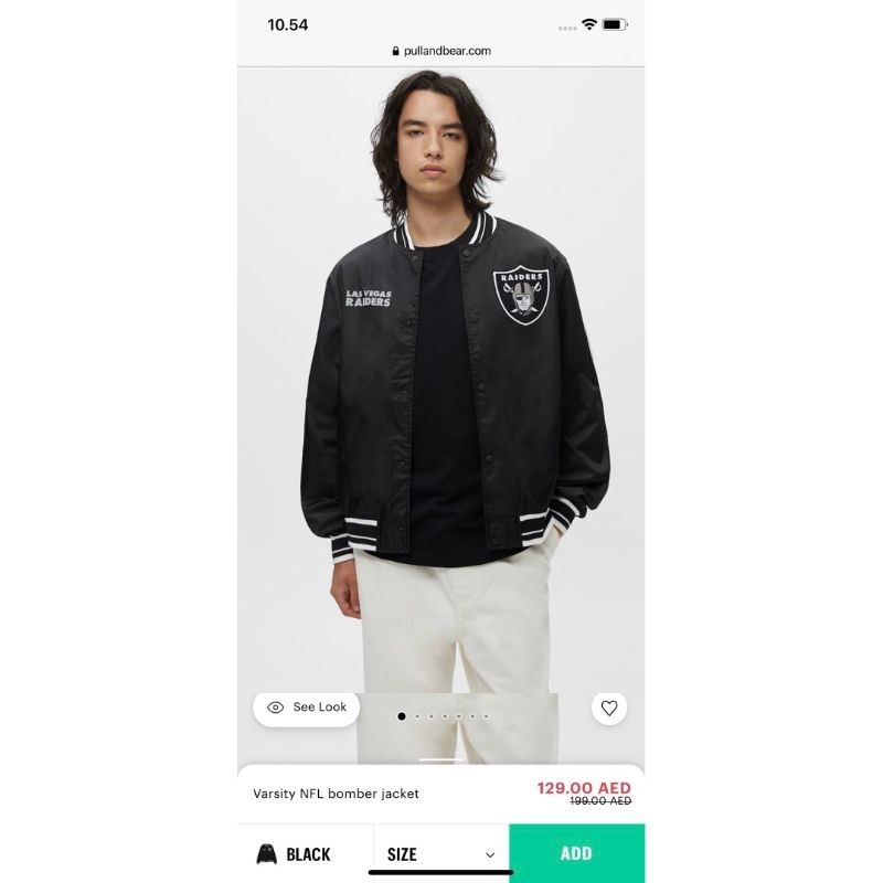 Pull&Bear Raiders NFL varsity hoodie in black