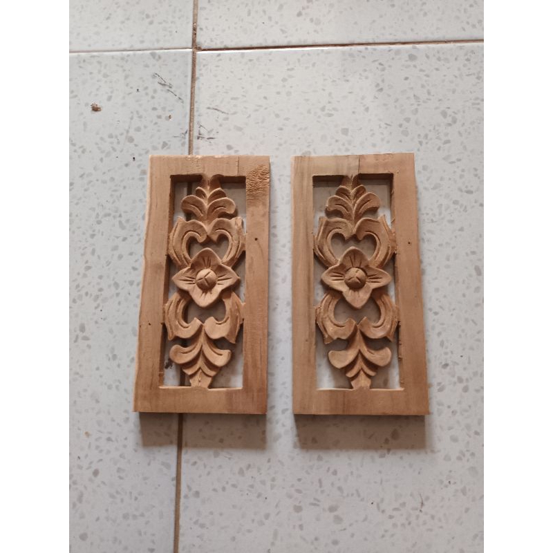 Jual Loster Ukir Isian Loster Keping Loster Roster Kayu Ukiran Dinding Kayu Jati 10x20cm 