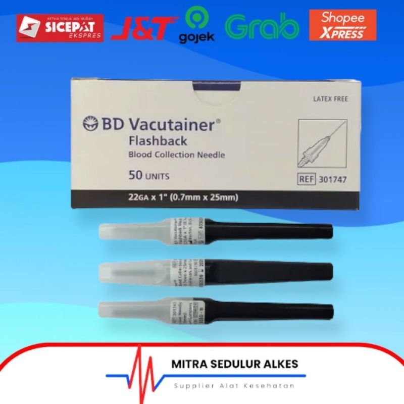 Jual Needle Flashback Vacutainer Jarum / Needle BD 22G 22x1 isi 50 ...