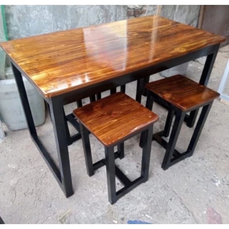 Jual set meja makan meja cafe meja restoran+4kursi | Shopee Indonesia
