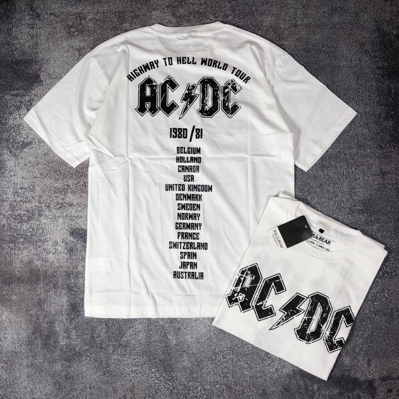 Jual Baju Kaos Pull&Bear Oversize ACDC Logo Back Print - T Shirt AC/DC ...