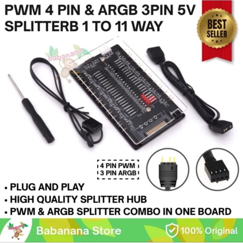 Jual 1 TO 11 PWM 4 PIN ARGB 3 PIN 5V COMBO SPLITTER FAN 4PIN HUB ...