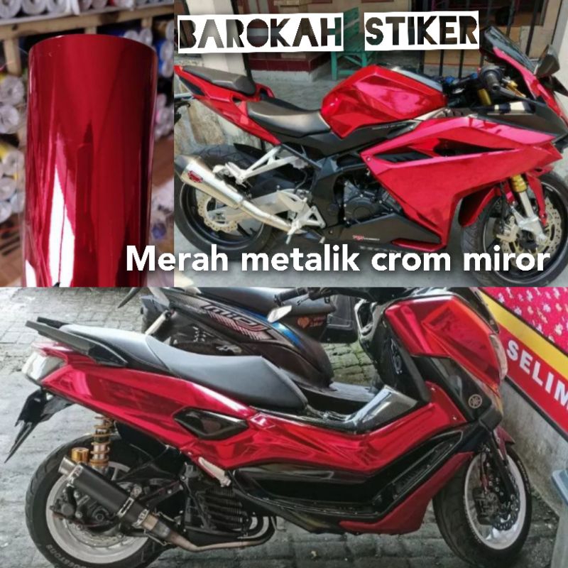 Jual Skotlet Motor Merah Metalik Crom Mirror Stiker Super Glosy Sticker ...