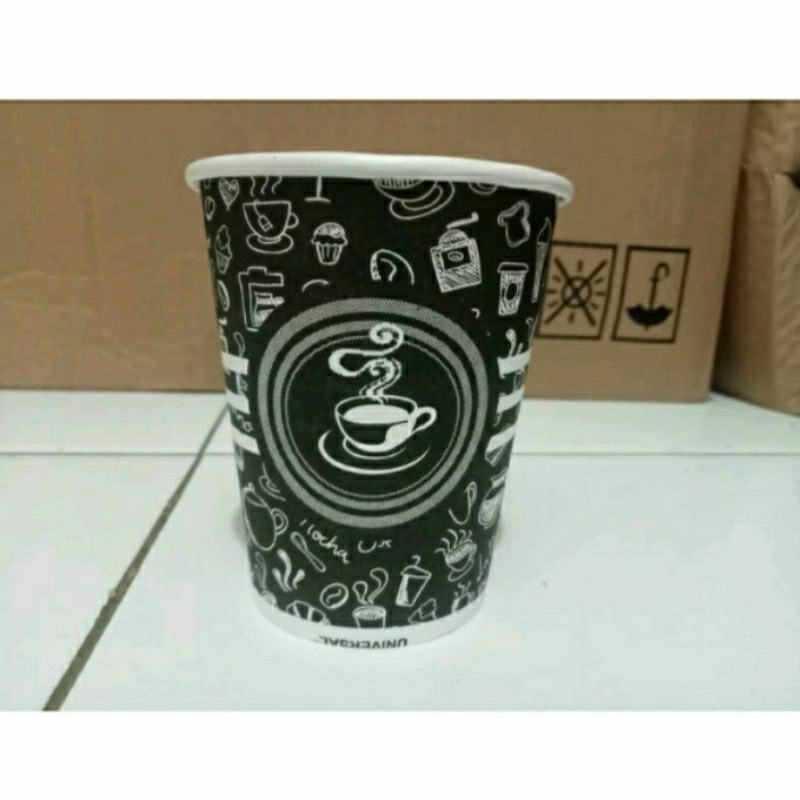 Jual Paper Cup 8oz Motif Gelas Kertas Kopi Tahan Panas 240ml 1 Roll 50pcs Shopee Indonesia 8155