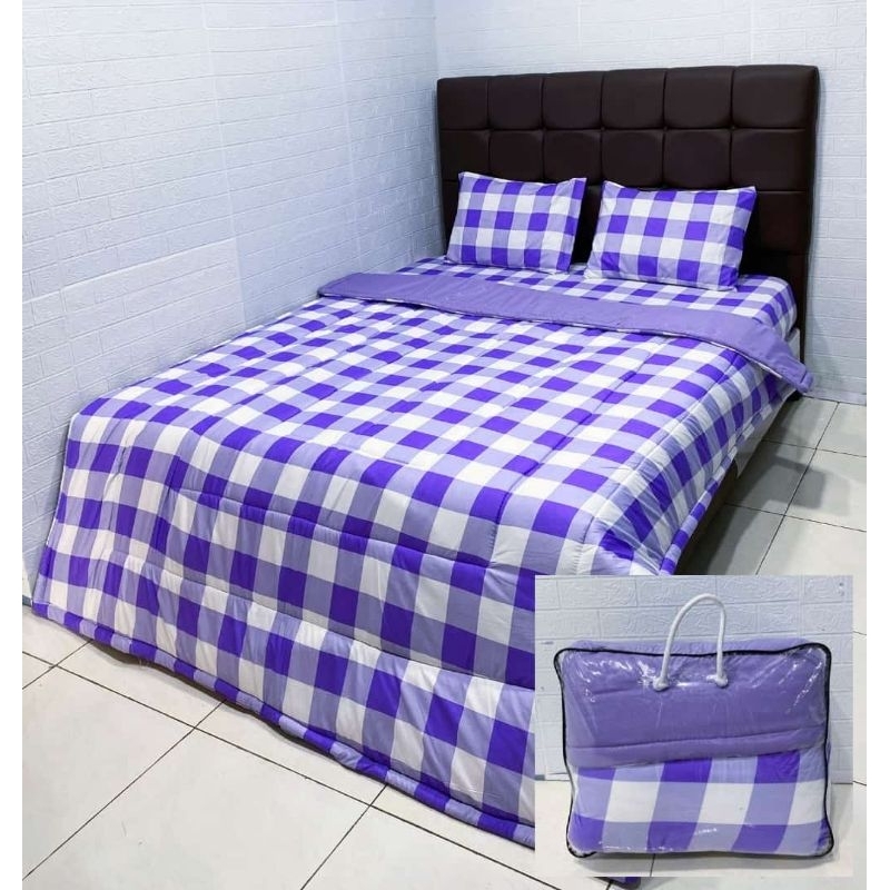 Jual BEDCOVER 1 SET /BEDCOVER+SPREI Motif Kotak-Kotak Aeshtetic ...