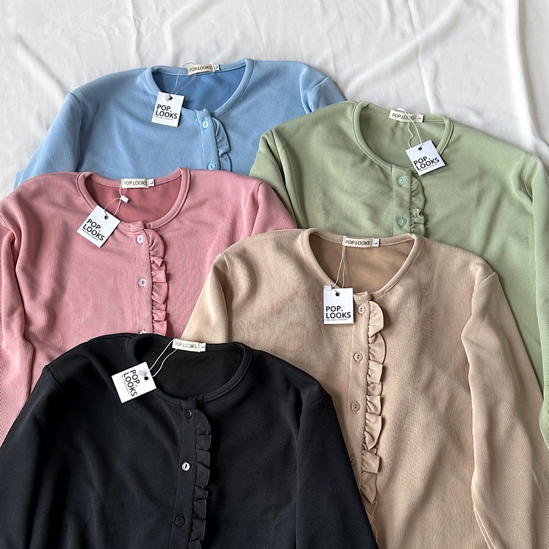 Jual RUFFLE CARDIGAN - pop.looks | Shopee Indonesia