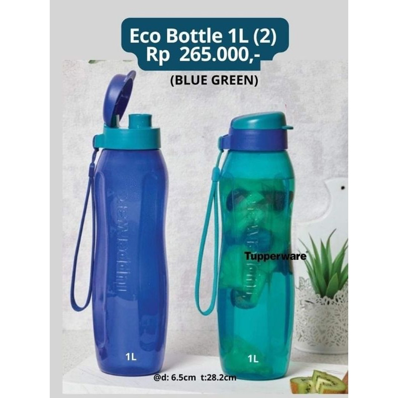 Jual Tupperware Murah - Eco Bottle 1L Biru Hijau ( 2 Pcs ) | Shopee ...