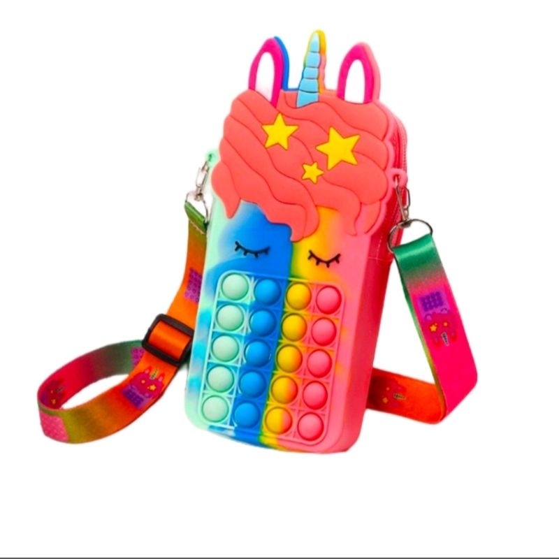 Jual Tas Anak Pop It Unicorn/New Pop It Bag Rainbow Pony/Tas Pop it Hp