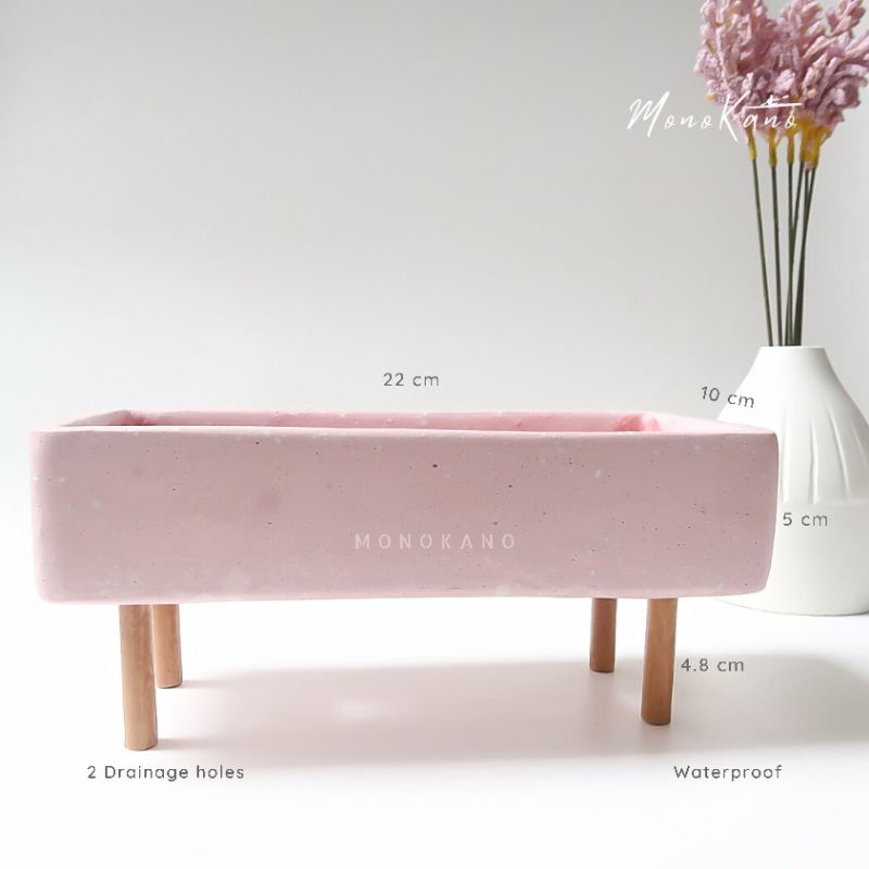 Jual Rectangle Pot | Pink - 4 Wooden Legs/Pot Semen Kotak Persegi ...