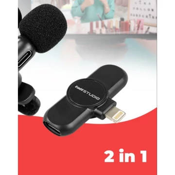 Clip On Jarak Jauh 20M Mikrofon Portable Wireless VLog Lavalier Mic Type C Lighting Microphone