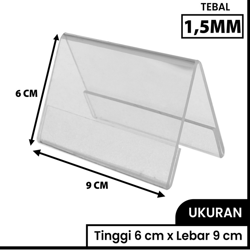 Jual Papan Kartu Nama Akrilik / Stand Card Name / Kartu Bisnis Name Tag Meja Kantor 2 MM