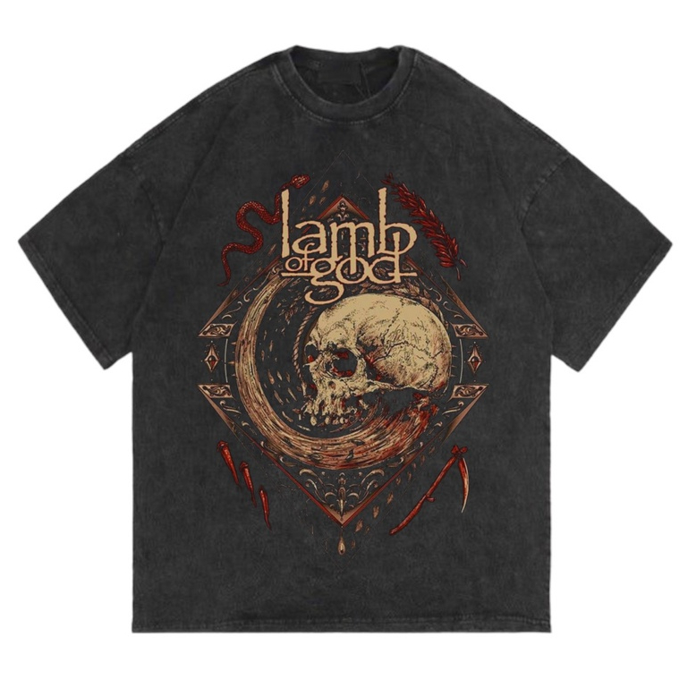 100% Cotton Metal T-shirt XL Lamb Of God 'Winged Death' T-Shirt - Black Band Tee In Extra Large Metal Music T-shirt XL - Foto 6