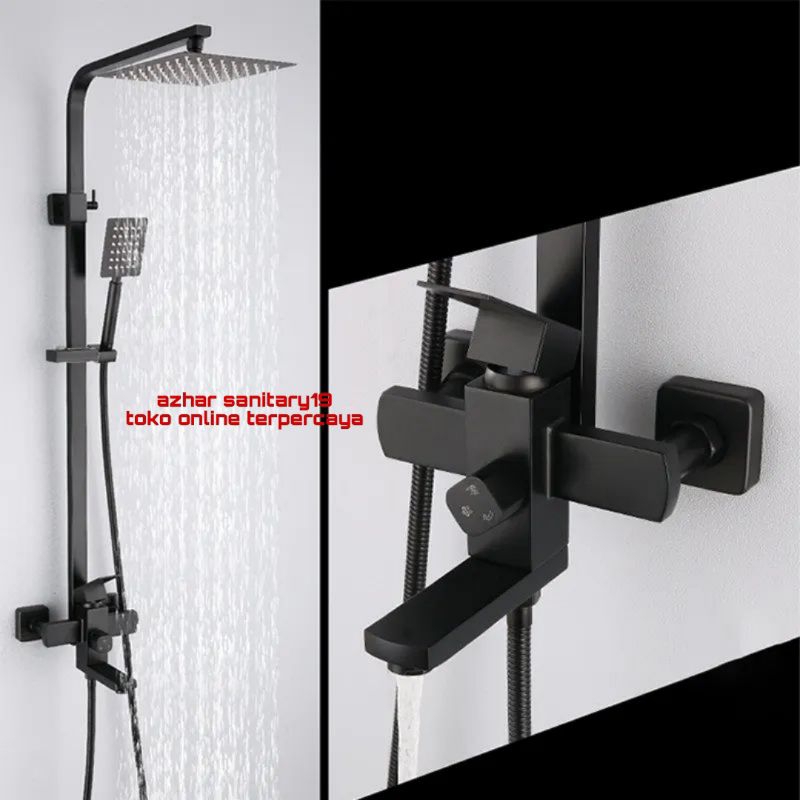 Jual shower tiang coulumn MUYA hitam/shower set hitam stainless sus 304 ...