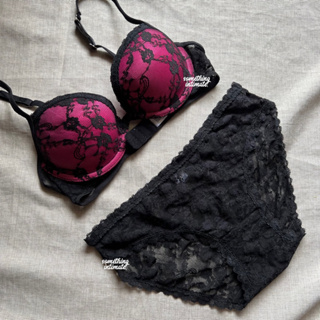 ONE Set] Victoria's Secret Cotton Gel Pushup Plunge Bra+Panty Set