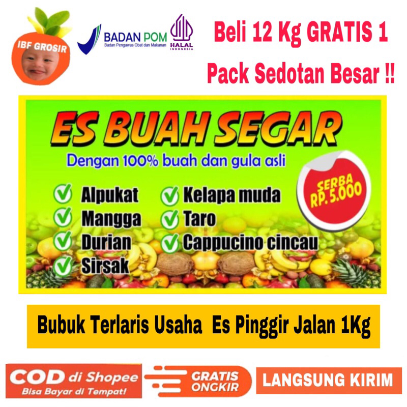 Jual Bubuk Es Buah Viral Terlaris Rasa Mangga Melon Alpukat Durian ...