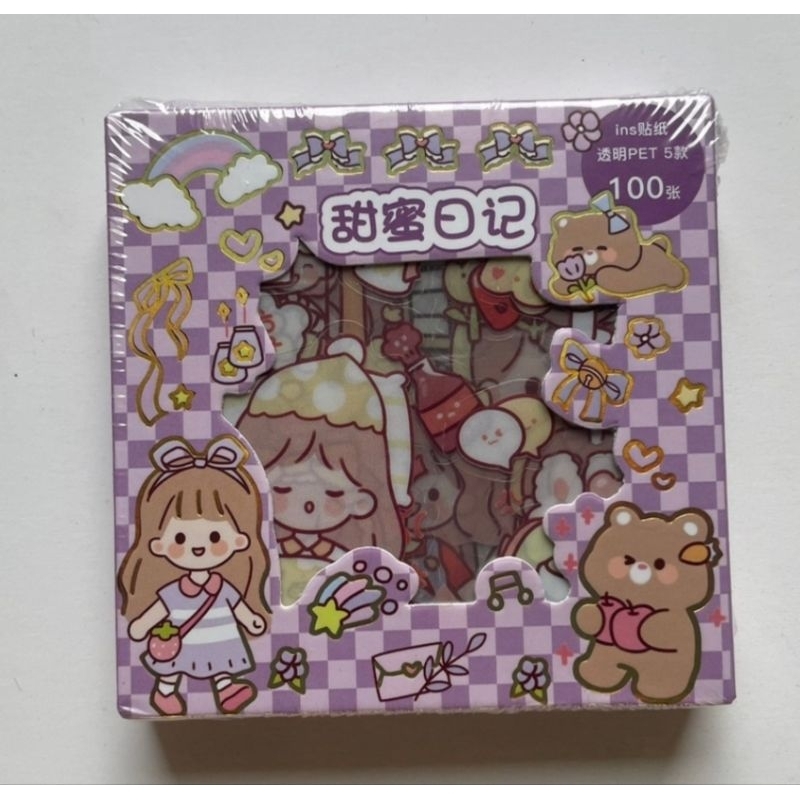 Jual Cod Sticker Waterproof Sticker Momo Dapat Box Isi 100 Lembar Stiker Korea 2d Karakter 9844