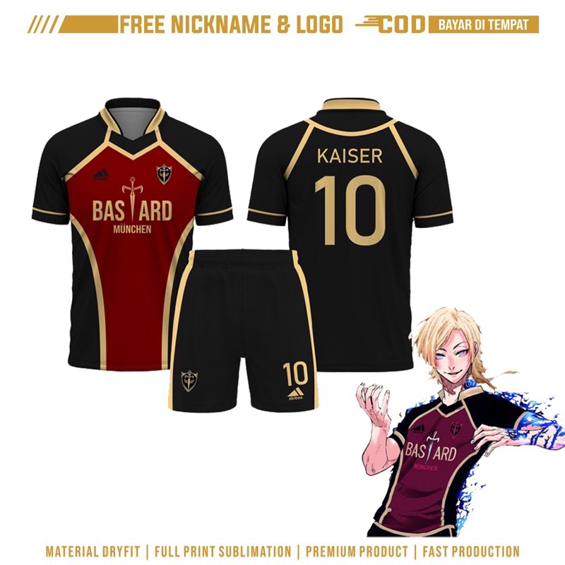 Jual Jersey Futsal & Football Motif VL Anime Bastard Munchen Blue Lock