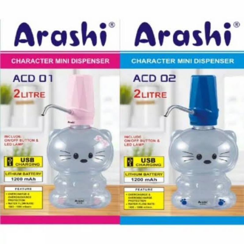 Jual Pompa Galon Eectric Mini Character Arashi Dispenser Mini 2 Liter Hello Kitty Shopee 4450