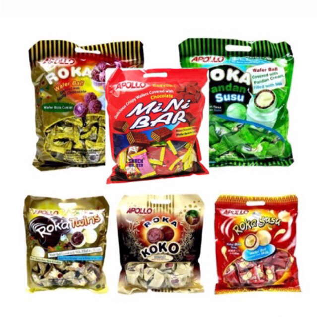 Jual Roka Apollo Wafer Ball Coklat Pandan Susu Koko Twin Mini Bar ...
