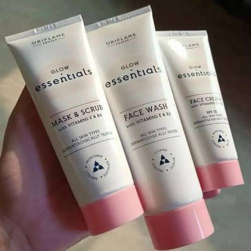 Jual (141) All variant glow essentials (face cream/face wash/mask&scrub