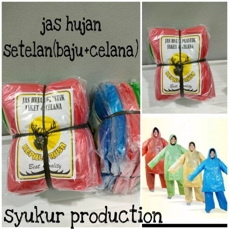 Jual JAS HUJAN PLASTIK SETELAN BAJU CELANA TEBAL ISI 12 PCS | Shopee ...