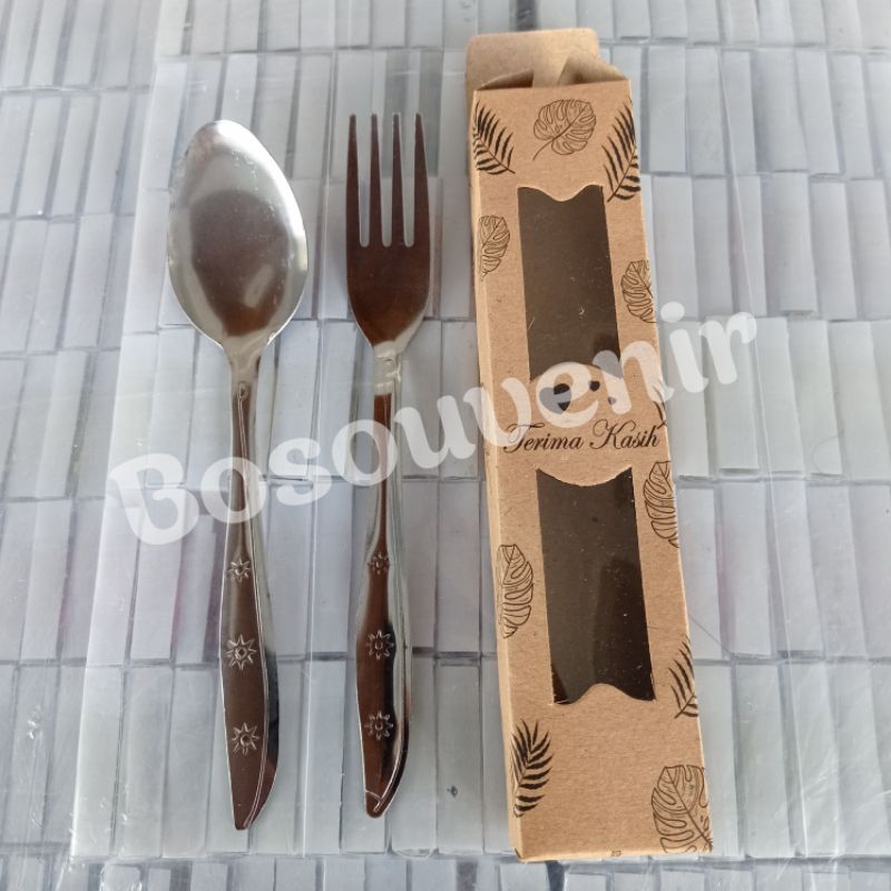 Jual Isi 50 set Sendok Garpu stainless BINTANG+ Box Rustic Souvenir ...