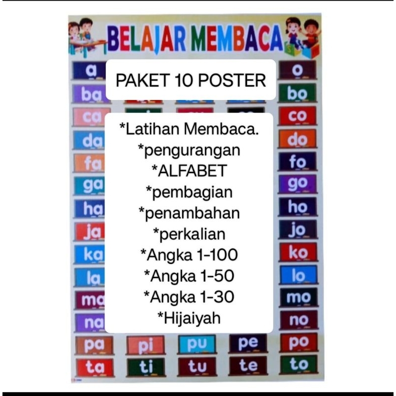 Jual POSTER - PAKET 10 LEMBAR POSTER EDUKASI ANAK ANAK | Shopee Indonesia