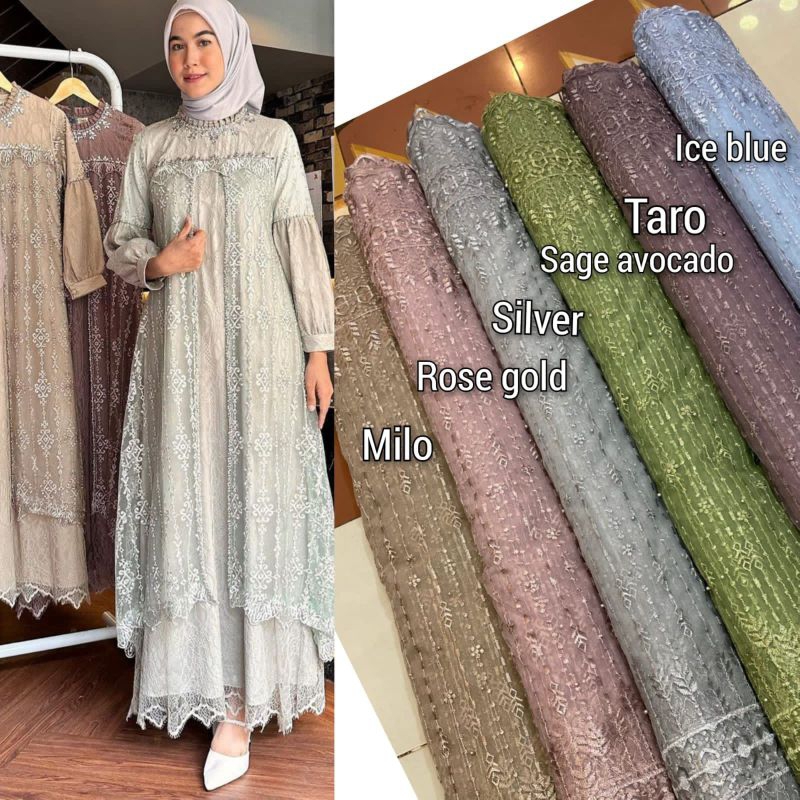 Jual Kain Tille Akar Mutiara/bahan Brokat Kebaya Pesta Wisuda/brukat ...