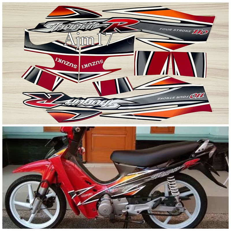 Jual STIKER STRIPING SHOGUN 110 R 2001 MERAH | Shopee Indonesia