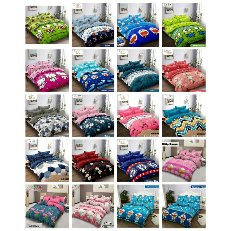 Jual Bedcover lady rose 180x200/king(FLAT)Motif kartun/bola/abstrak