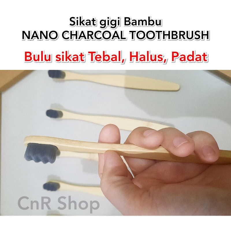 Jual Nano Bamboo Toothbrush Sikat Gigi Charcoal Bambu Natural Custom Grafir Gigi Sensitif