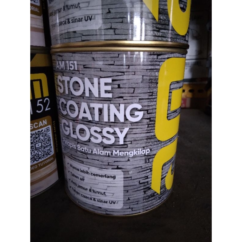Jual Cat batu alam AM 151 Stone coating Glossy 1 liter kilap coating ...