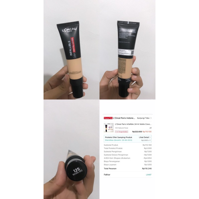 Jual Preloved Foundation Loreal Infallible 24h Matte Cover Shade 125 Natural Rose Shopee 5736