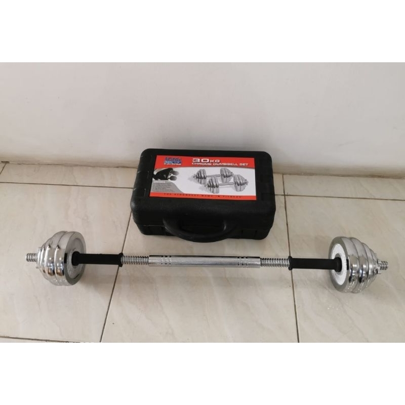 Jual Dumbell set 20kg chrom full besi box. Barbel 20kg | Shopee Indonesia