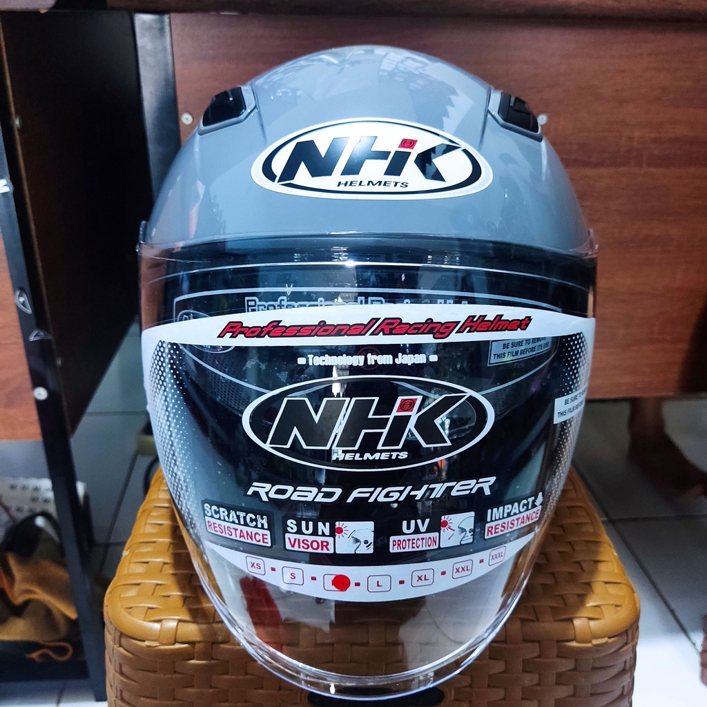Jual HELM NHK R1 MAX SOLID GREY GLOSSY HALF FACE NHK DOUBLE VISOR ...