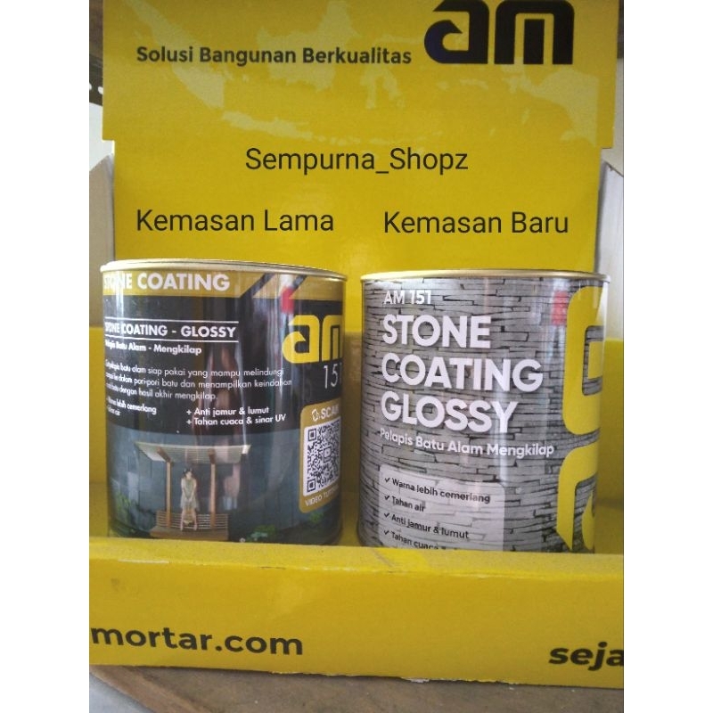 Jual Cat batu alam AM 151 Stone coating Glossy 1 liter kilap coating ...