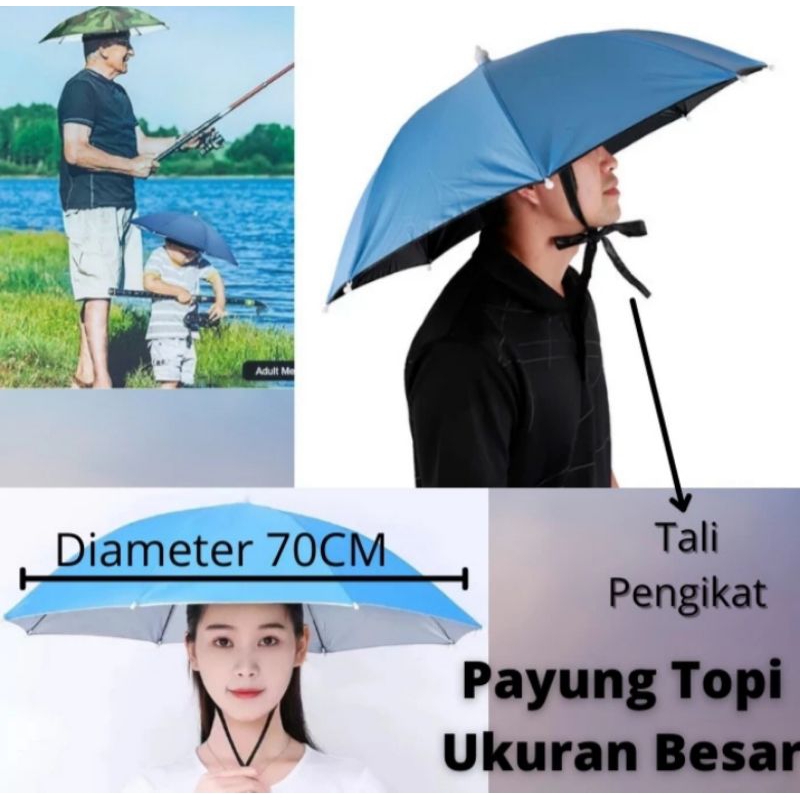 Jual master run/topi payung diameter 70cm/topi payung hosun/payung topi ...