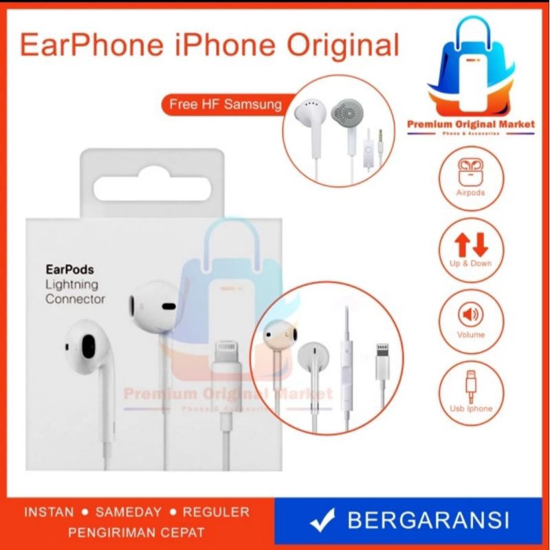 Jual EarPods Headset Handfree Earphone Lightning Langsung Konek Tanpa Bluetooth Original IP 7 8 X 11 12 13 14 Pro Max Shopee Indonesia