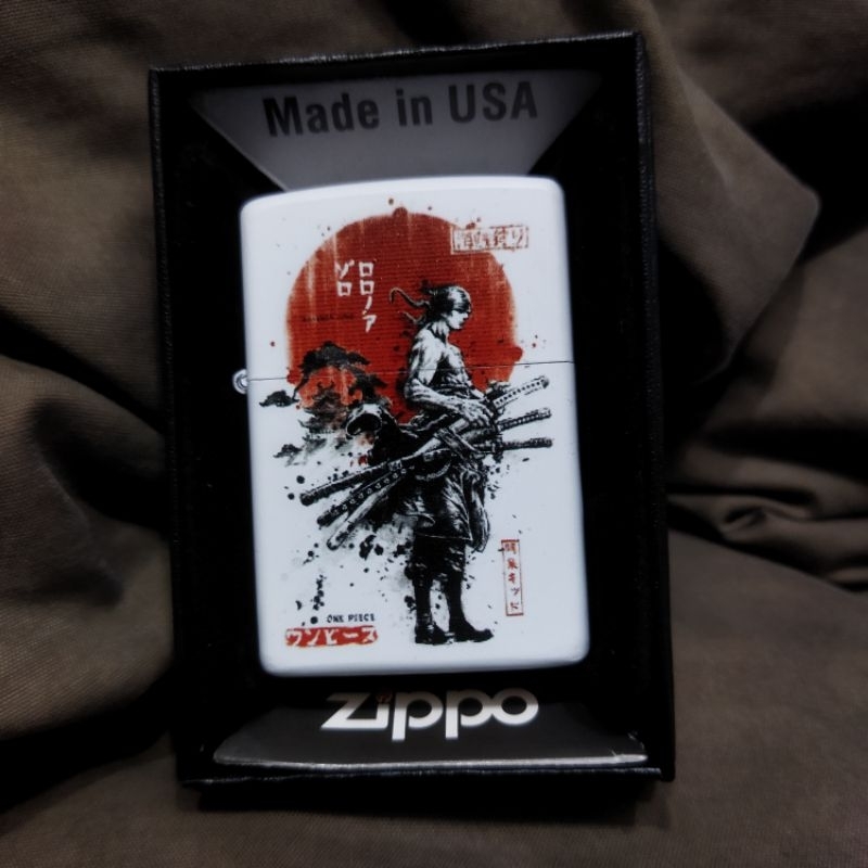 Jual Korek Api Zippo Matte White Uv Print Motif Roronoa Zoro One Piece