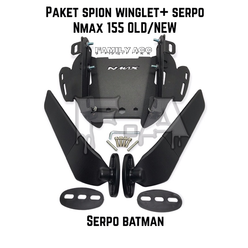 Jual Paket Spion Winglet Jumbo Breket Windshield Model Serpo Batman