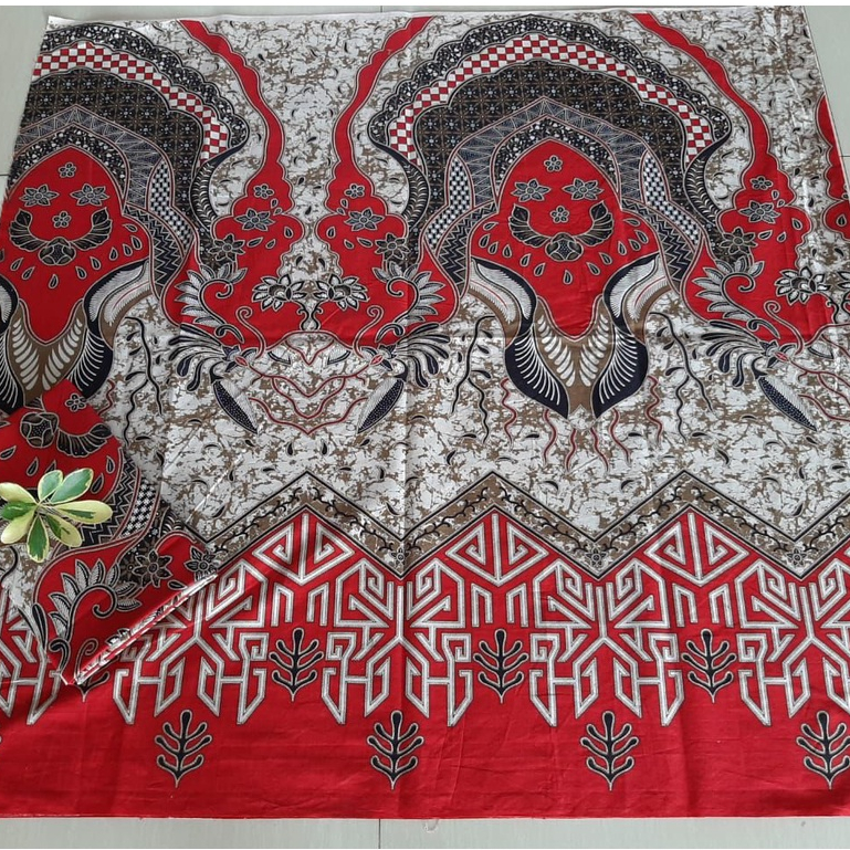 Jual Kain Batik Pekalongan Motif Rumput Laut Katun Merah Kuning Hijau Meter Shopee Indonesia