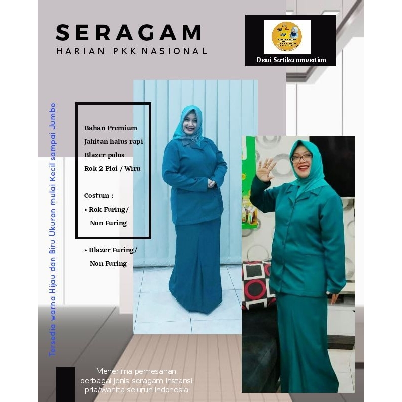 Jual Seragam PKK Nasional polos Hijau dan Biru | Shopee Indonesia